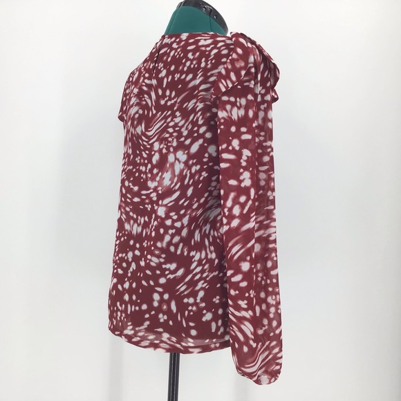 Maje Lipone Ruffled Print Long Sleeve Blouse, M - Picture 10 of 16